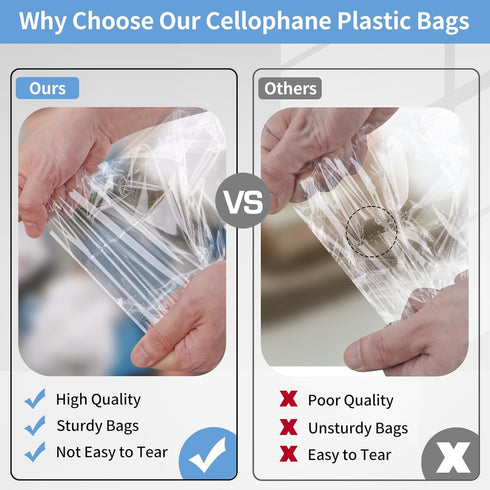 COIDEA 100 Pcs T Shirt Bags, Cellophane Bags 8.3x10.2 Inches for Clothes, Cellophane Resealable Clear Poly Bags, Plastic Bags for Clothes, Decorat...