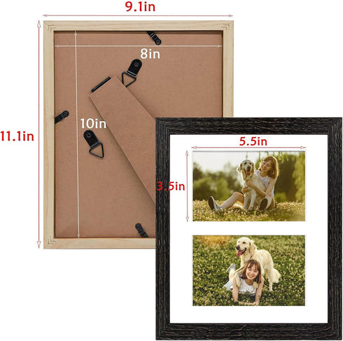 Golden State Art, 8x10 Distressed Black Collage Picture Frame - White Mat for (2) 4x6 Pictures - Wood Molding - Easel Stand for Tabletop - D-Rings...