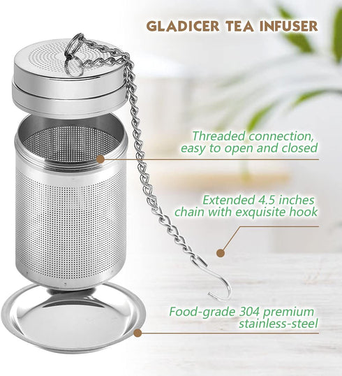Tea Infuser, Extra Fine Mesh Loose Leaf Tea Steeper for Loose Tea 304 Stainless Steel Tea Strainers with Extended Chain Hook to Brew Loose Leaf Te...