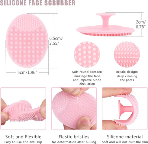 Yebeauty Silicone Facial Cleansing Brush Set of 15, 5pcs Face Scrubber, 5pcs Nose Blackhead Remover and 5pcs Double-Sided Exfoliating Lip Brush Li...