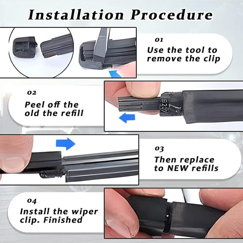 4 Pieces Car Wiper Blade Replacement Strip, DIY Adjustable Car Windscreen Wiper Rubber Strips, 26In Silicone Frameless Windshield Wiper Strip, Aut...