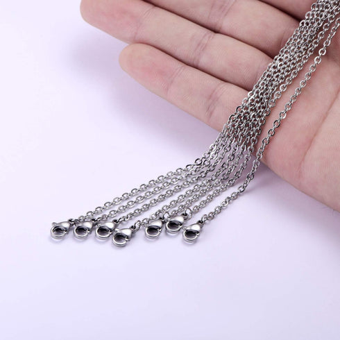 30 Pack 24 Inch Necklace Chain Stainless Steel Link Cable Chain Necklace with Lobster Clasps for DIY Jewelry Making...