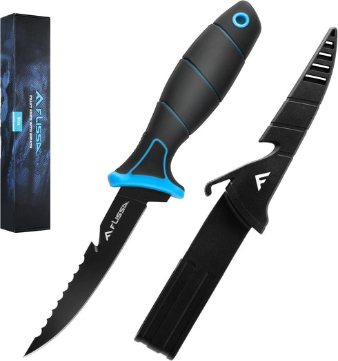 FLISSA Fish Fillet Knife, 5" Fishing Knife & Bait Knife with Protective Sheath, Non-Slip Handle, Belt Clip and Razor Sharp 8Cr13MoV Stainless-Stee...