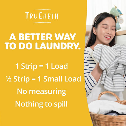 Tru Earth Compact Dry Laundry Detergent Sheets - Up to 64 Loads (32 Sheets) - Paraben-Free - Original Eco-Strip Liquidless Laundry Detergent, Trav...