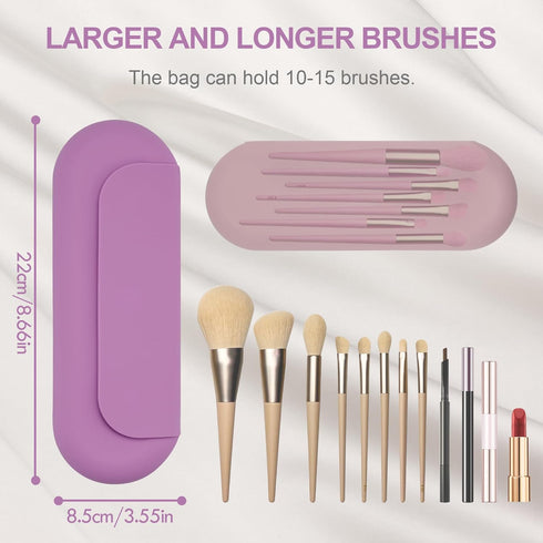Silicone Makeup Brush Holder Travel Cosmetic Brush Bag Breathable Cosmetic Brush Bag Cosmetic Organizer Anti-fall Off Magnetic Closure Cosmetic Br...