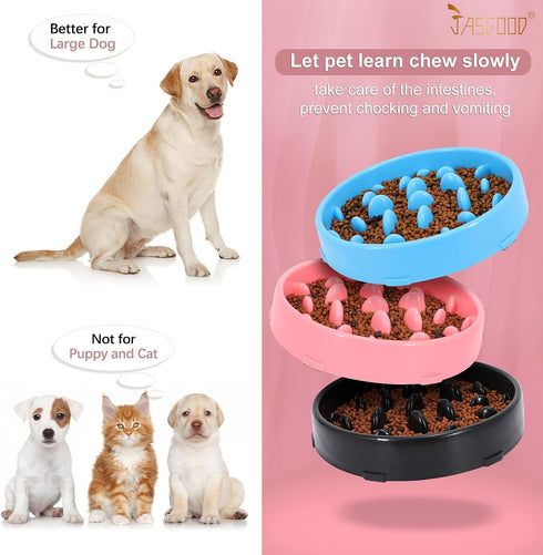 JASGOOD Slow Dog Bowl for Large Dogs,Fun Bowl Slow Feeder,Anti-Gulping Dog Slow Feeder Stop Bloat,Slow Eating Big Pet Bowl...