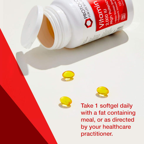Protocol Vitamin D3 2,000 IU - Bone & Teeth Support* - Dietary Supplement for Immunity & Bone Mineralization* - Non-GMO, Halal, Keto-Friendly - 12...