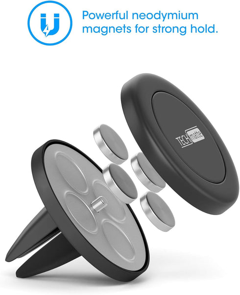 TechMatte Car Mount, MagGrip Air Vent Magnetic Universal Car Mount Holder for Smartphones Including iPhone 7, 6, 6S, Galaxy S7, S7 Edge Black, Por...