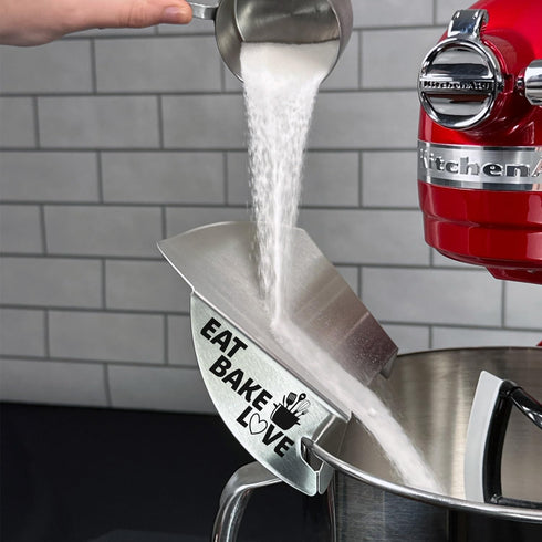 New Metro Design Pouring Chute Accessory, Fits Most Metal Stand Mixer Bowls, EAT, BAKE, LOVE...