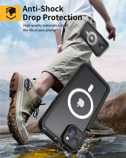 Lanhiem for iPhone 14 Magnetic Case, Waterproof Dustproof Shockproof Case with Built-in Screen Protector Compatible with Magsafe, Full Body Protec...