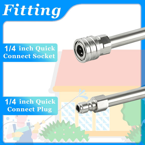 Pressure Washer Wand, Stainless Steel Body and Fitting, Upgrade Extension Wand for Power Washer, 1/4 Inch Quick Connect, 17 Inch, 2 Pack...