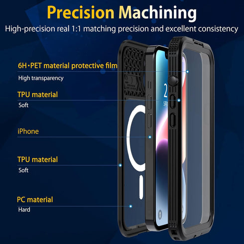 iPhone 14 Pro Case Waterproof,Full-Body Shockproof,Dustproof, Anti-Scratch, Anti-Stain,Camera Lens Protector Phone Case with Build-in Screen Prote...