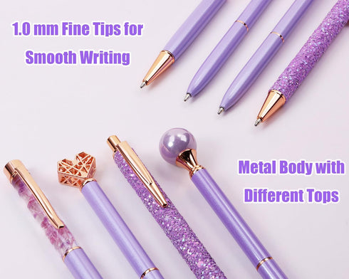 PENTA ANGEL Ballpoint Pens Set 4Pcs Black Ink Metal Glitter Roller Ball Pen Fancy Girly Gift Pens for Women Girls Wedding Office Back to School (P...