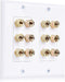 Cable Matters Double Gang Speaker Wire Wall Plate, Gold Plated Speaker Wall Plate with Banana Plug Binding Post for 6 Speakers, White...