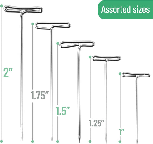 Mr. Pen- T Pins for Sewing, 220 Pack, Assorted Sizes, Wig T Pins for Blocking Knitting...