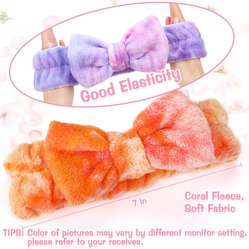 8 Pack Spa Headband for Women Headband for Washing Face Soft Coral Fleece Skincare Headband Makeup Headband Bow Hair Bands Head Wraps for Facial F...