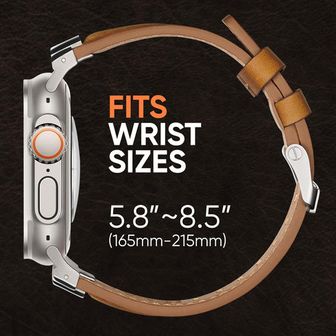 Suitisbest Leather Bands Compatible for Apple Watch Ultra Band 49mm 45mm 44mm 42mm, Genuine Leather Rugged Durable Matel Connector Replacement Str...