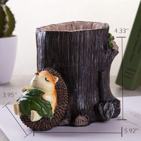 Desk Pen Toothbrush Pencil Pot Holder,Cute Resin Hedgehog Holder, Desktop Organizer Container Stationery Storage Office Desk Decoration...