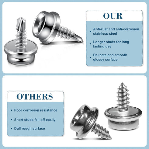 Boat Canvas Snaps Stainless Steel Screw Boat Cover Snaps Metal Snaps 3/8 Inch Socket Snap Screw Stud Canvas Snap Tool for Boat Covers (24 Pcs)...