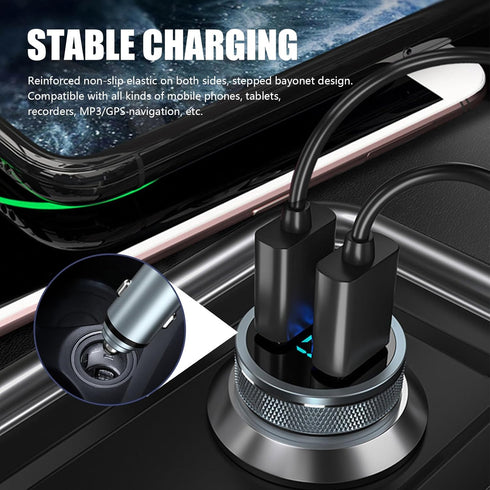 Car Charger, 54W All Metal USB C Auto Fast Charging Adapter, PD & QC 3.0 Cigarette Lighter Charger, Mini Dual Port USB Vehicle Charging Accessorie...