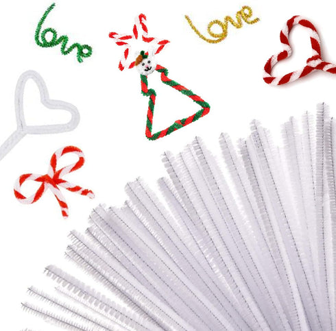 Cldamecy 100 Pcs Black & 100 Pcs White Pipe Cleaners Set with 20 pcs Googly Eyes,Chenille Stems Pipe Cleaners Supplies for Kids DIY Craft Projects...
