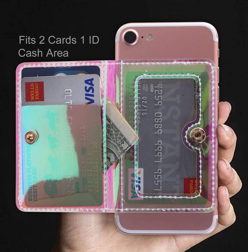 CheapSunday ID Card Holder for Back of Phone Leather Phone Wallet Stick On with Stand Flip Waterproof Leather Adhesive Wallet for Most Cellphones ...