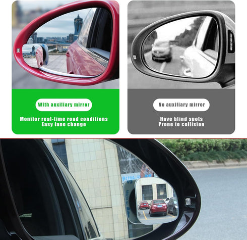2 PCS Car Blind Spot Mirrors, Frameless HD Glass Convex Rear View Mirror, Wide Angle Blind Spot with Adjustable Stick, Universal Vehicle Exterior ...