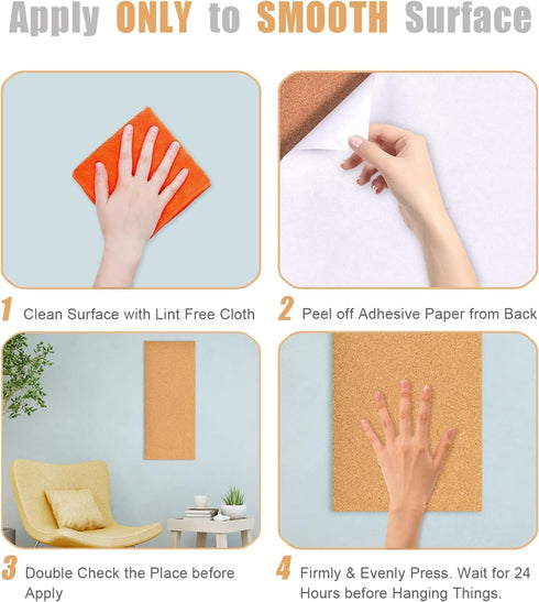17x8" Cork Board Tiles Bulletin Board, 1/4" Thick Self-Adhesive Cork Boards for Walls, Cork Tiles Vision Board for Home, Office, School, Bulletin ...