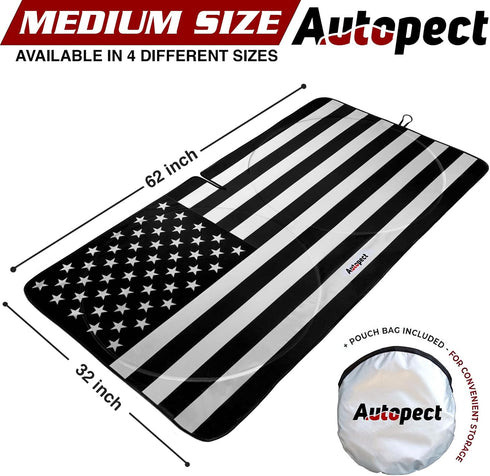Windshield Sun Shade - American Flag Design, High-Resolution Sun Visor for Car, Truck, SUV with Mirror Cut-Out for Interior Sun Protection, Foldab...