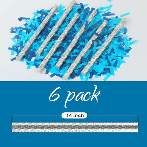 BATTIFE It's a Boy, 6Pack Gender Reveal Confetti Wands, Tissue Paper Confetti Flick Flutter Sticks for Baby Boy Born Shower Party Decorations Supp...