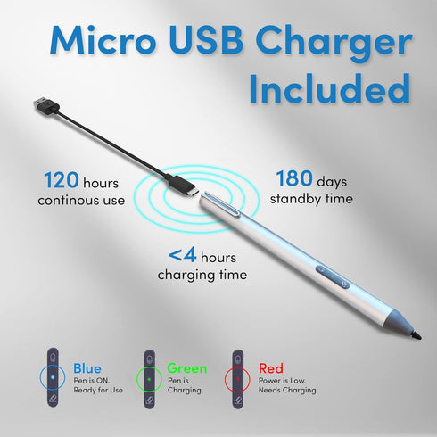 USI Stylus Pen for Chromebook 4096 Levels Pressure, Rechargeable Active Digital Pen Compatible with HP, ASUS Chromebook C436, Lenovo Chromebook, P...