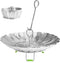 Steamer Basket Stainless Steel Vegetable Basket Metal Handle Folding Silicone Feet Steamer Insert for Cooking Veggies Fish Seafood Include Safety ...