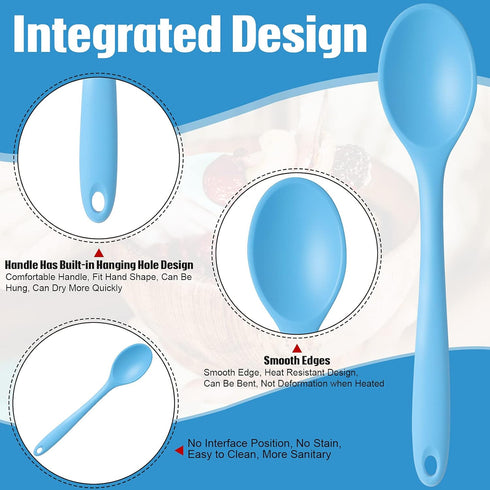 4 Pcs Silicone Mixing Spoons Nonstick Heat Resistant Silicone Cooking Spoon Multicolor Serving Baking Utensil for Kitchen Baking Serving Stirring...