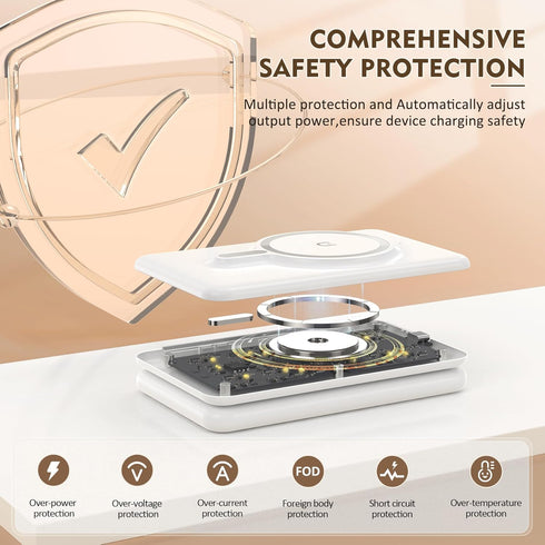 Magnetic Wireless Charger for iPhone: 3 in 1 Travel Charging Station for Apple Devices for iPhone 15 14 13 12 Pro Max Plus - Foldable Charging Pad...