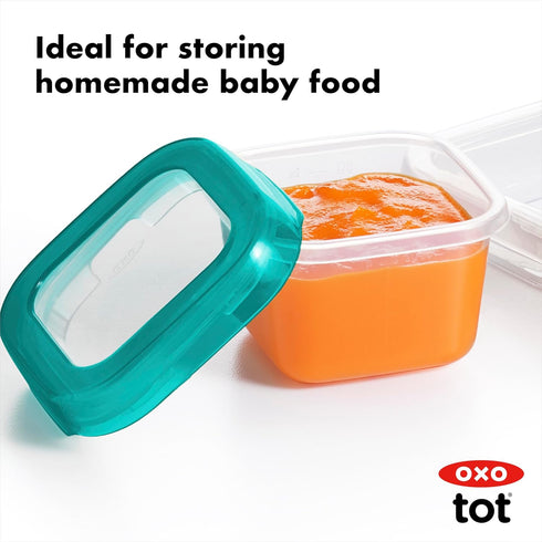 OXO Tot Baby Blocks Freezer Storage Containers Teal (4 Oz)...