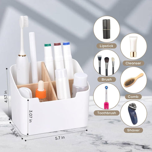 Set of 2 White Toothbrush Holders for Bathrooms,Electric Toothbrush and Toothpaste Holder with Divider for Bathroom Countertop Organizer,Toothbrus...