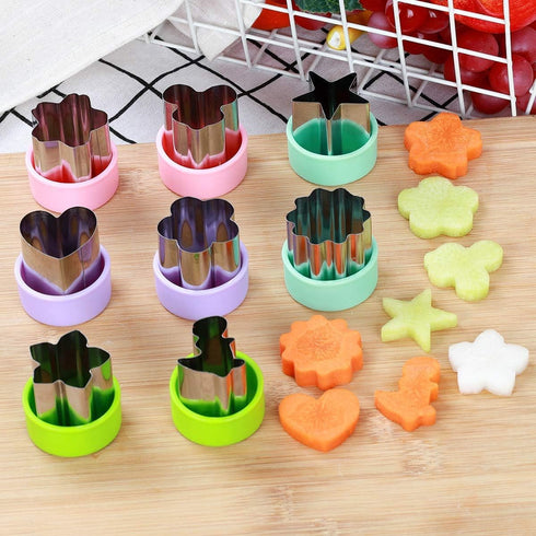 Vegetable Cutter Shapes Set (8 Pack) – 1.5" Stainless Steel Mini Cookie & Fruit Cutters for Kids, Bento Lunch, Sandwich, Fondant, Cheese, Baking &...