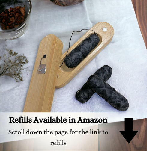 Vegan Biodegradable Bamboo Charcoal Dental Floss with Refillable Bamboo Container | Free Refill | Natural Candelilla Wax | 33yds x3 (30m x3) | Unf...