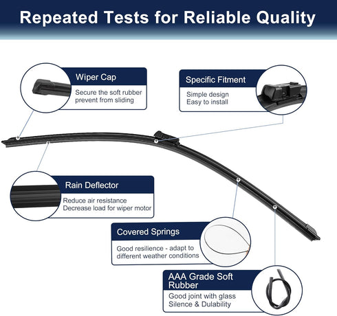 X AUTOHAUX Front Windshield Wiper Blades for Volkswagen for VW Tiguan 2009-2016 - 24inch 21inch...