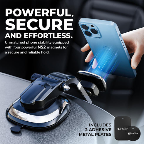 BESTRIX Phone Holder for Car, Magnetic Car Phone Mount | Dashboard Car Phone Holder Compatible with iPhone 15, 14,13,12,11Pro,Xr,XS Pro MAX Galaxy...