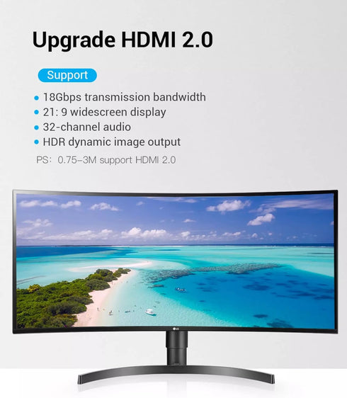 3ft (0.9M) High Speed HDMI Cable with Ethernet (3 Feet/0.9 Meters) Supports 4Kx2K 60HZ, 10 Gbps - 30 AWG - 3D/ARC/CEC/HDCP 2.2/CL3 - Xbox PS4 PC H...