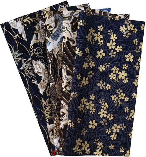 5PCS Cotton Pattern Fabric Fabric Bundles Small Flower Pattern Japanese Style Fabric for Crafts Sewing Quilting Patchwork Face Protection (Gold Pi...