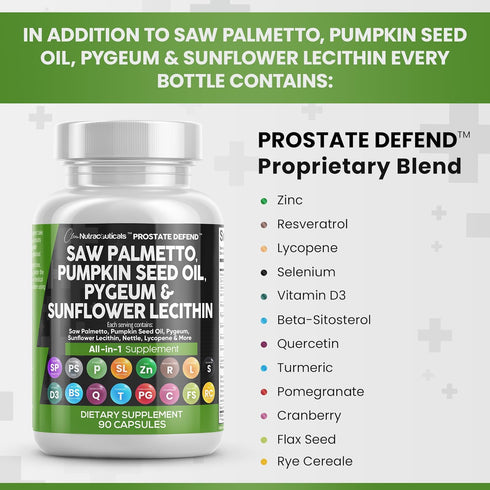 Clean Nutraceuticals Saw Palmetto 10000mg Pumpkin Seed Oil 3000mg Pygeum 3000mg Sunflower Lecithin 3000mg Stinging Nettle Cranberry - Prostate Sup...