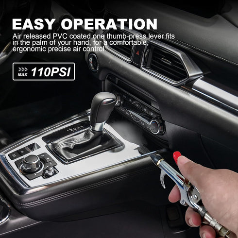2-Way Connection Air Nozzle Blow Gun, Rubber Tip Air Nozzle with 1/4 in Standard Quick Fitting, Air Compressor Accessories Air Blower Gun for Air ...