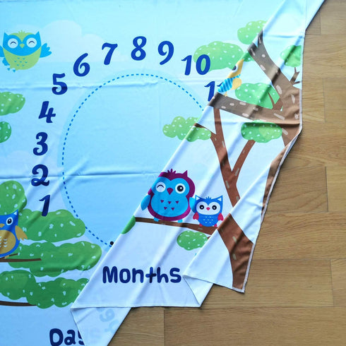 Owl Baby Month Milestone Blanket for Photo Taken - Baby Age Blanket - Owl Themed Party & Baby Newborn Gifts...