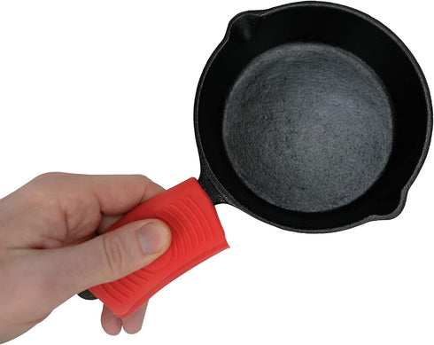 Silicone Hot Handle Holder (2-Pack) for Cast Iron Woks, Pots, Dutch Ovens, Small Skillets, Assist Handle, Oven Trays, Plates - Potholders - Red...