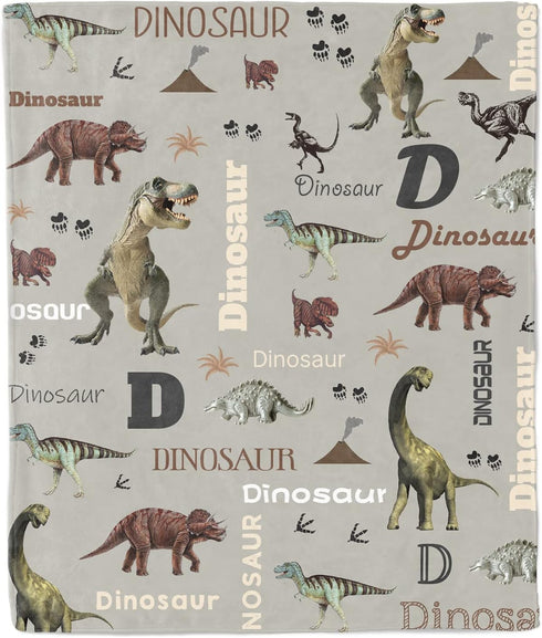 Dino Baby Blanket for Kids, Grey Wild Dinosaur Blankets for Toddler Boys, 40x50 Inches Dinosaur Baby Kids Blanket, Soft Fleece Tanystropheus Throw...