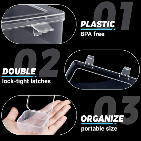 Small Bead Organizers, 31 Pieces Plastic Storage Cases Mini Clear Bead Storage Containers Boxes with Hinged Lid and Large Rectangle Organizing Box...