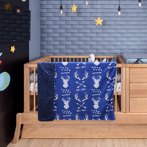 GFU Baby Blanket for Boys and Girls, Soft Minky Infant Receiving Blanket with Dotted Backing Double Layer, Newborn Toddler Bed Blanket with Antler...