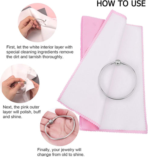 SEVENWELL 2pcs Jewelry Polishing Cleaning Cloth Large 10'' x 12'' for Sterling Silver Jewelry Gold, Diamond, Platinum, Precious Stones, Coins (Pin...